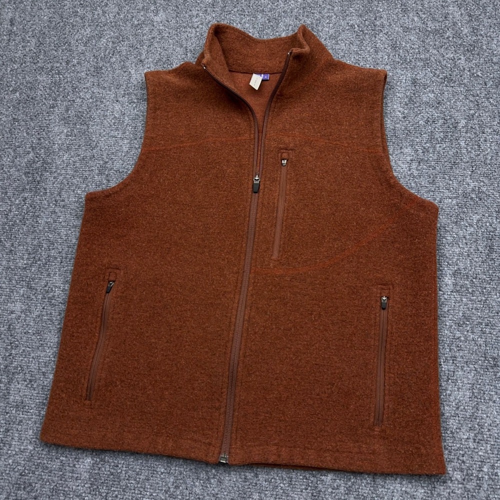 Ibex Shak Vest Men's Medium Brown Zque Merino Wool Full Zip Layer Made in USA